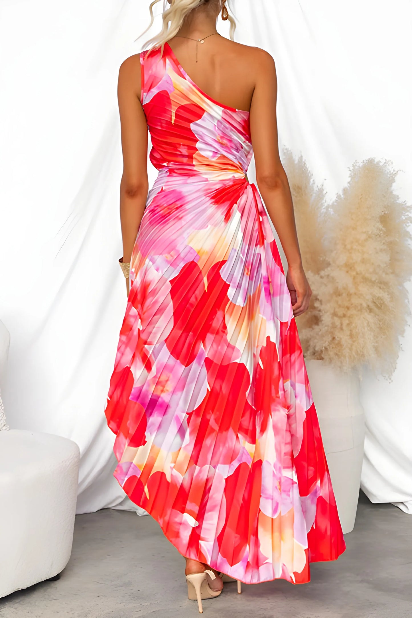 Vestido de Verano Largo Elegante Estampado con Plisado