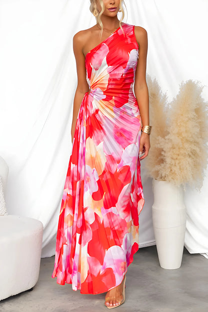 Vestido de Verano Largo Elegante Estampado con Plisado