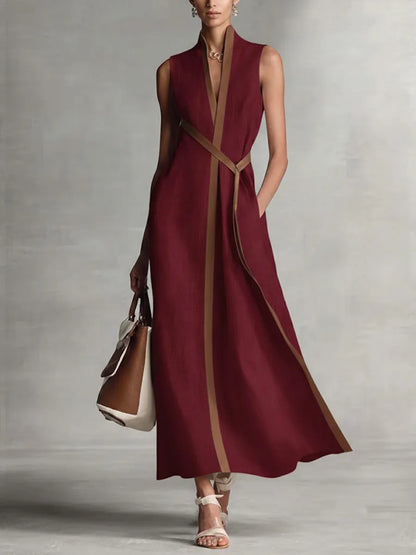 Vestido de Verano Largo Elegante con Cuello Alto