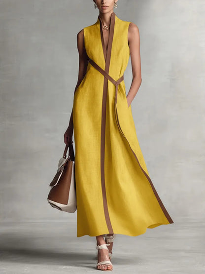 Vestido de Verano Largo Elegante con Cuello Alto