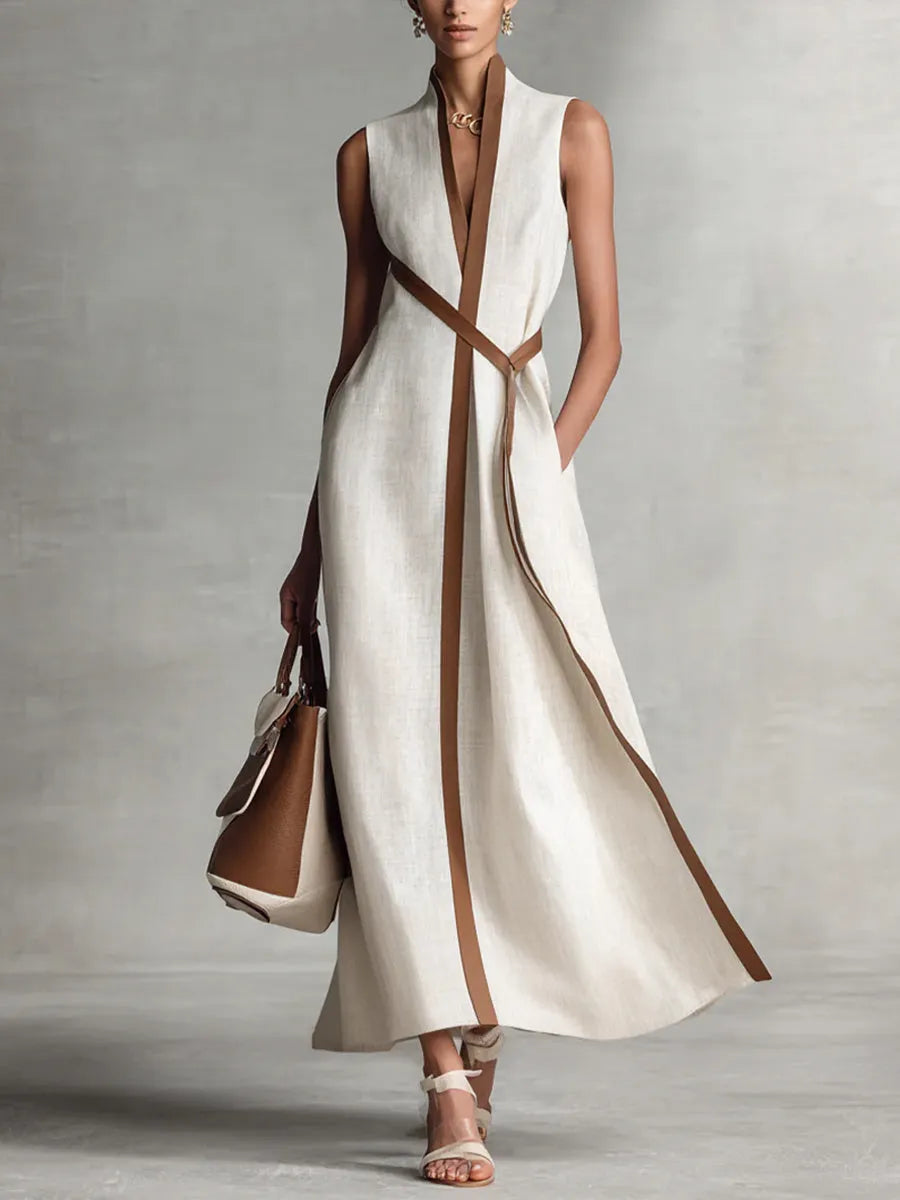 Vestido de Verano Largo Elegante con Cuello Alto
