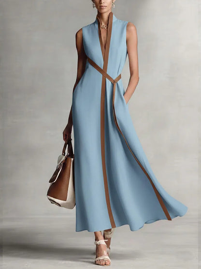 Vestido de Verano Largo Elegante con Cuello Alto