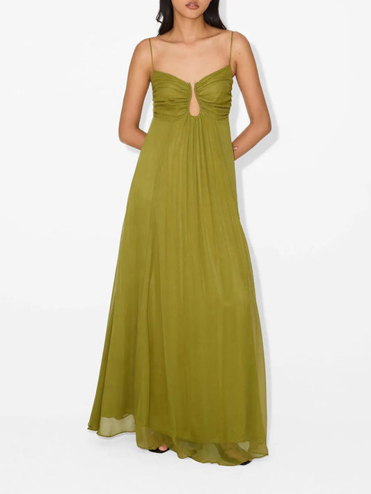 Vestido de Verano Largo Elegante con Cut Out y Tirantes