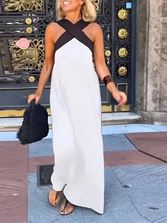 Vestido de Verano Largo Elegante con Escote Cruzado