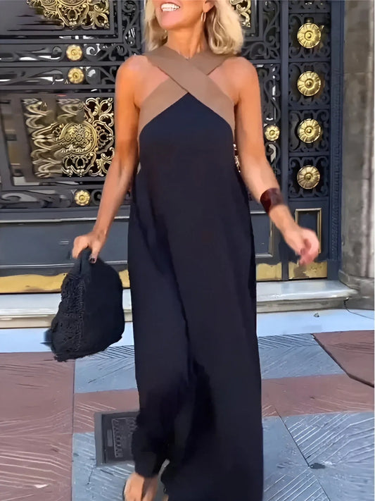 Vestido de Verano Largo Elegante con Escote Cruzado
