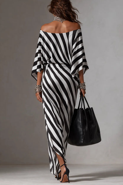 Vestido de Verano Largo Elegante con Estampado y Asimétrico