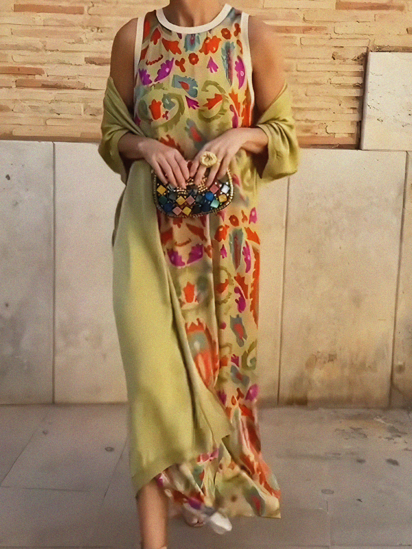 Vestido de Verano Largo Estampado Boho con Drapeado