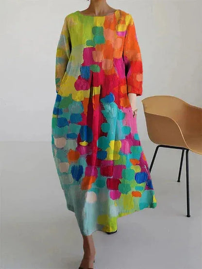 Vestido de Verano Largo Estampado Casual con Manga Larga