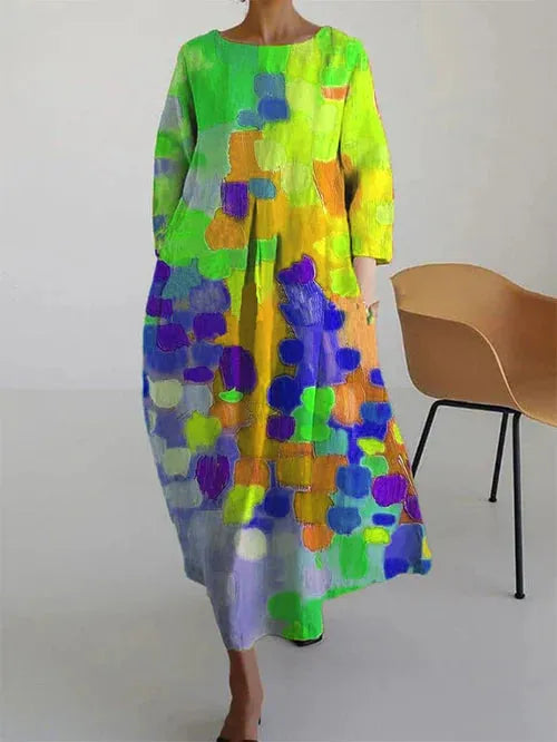 Vestido de Verano Largo Estampado Casual con Manga Larga
