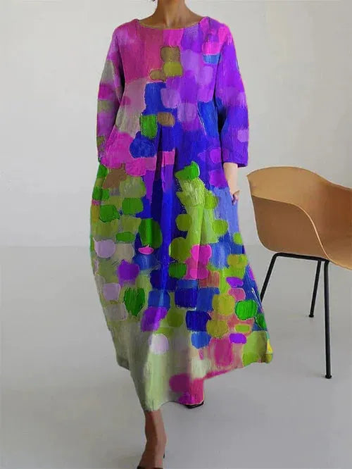 Vestido de Verano Largo Estampado Casual con Manga Larga