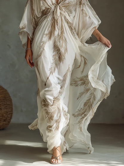 Vestido de Verano Largo Estampado Elegante con Escote en V