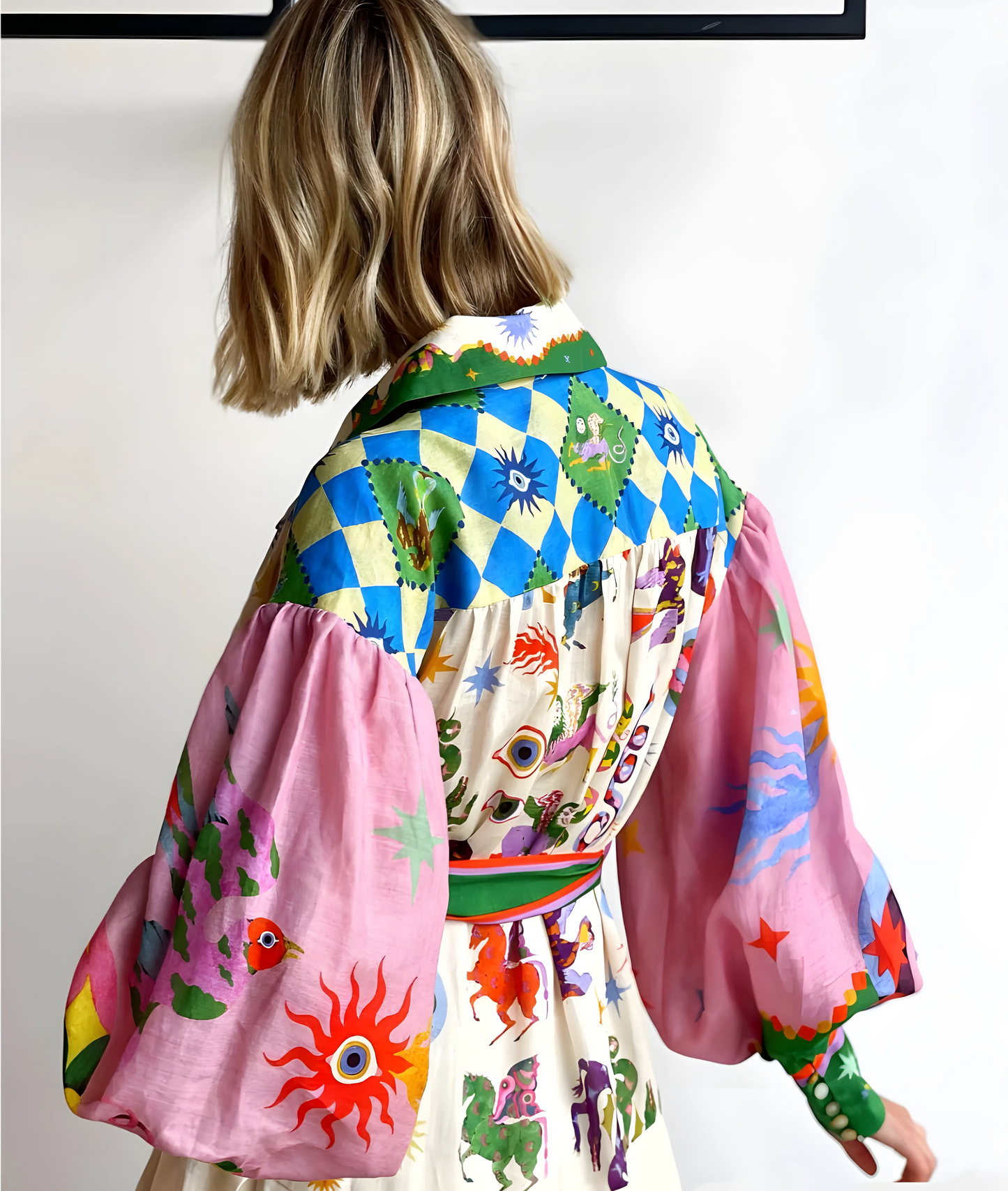 Vestido de Verano Largo Estampado Elegante con Manga Larga