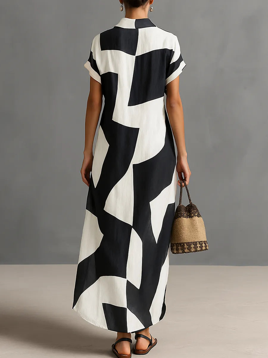 Vestido de Verano Largo Estampado con Botones