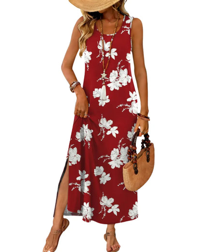 Vestido de Verano Largo Fluido Casual con Abertura Lateral