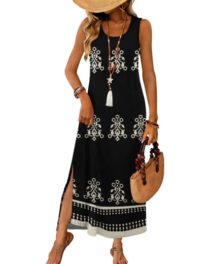 Vestido de Verano Largo Fluido Casual con Abertura Lateral