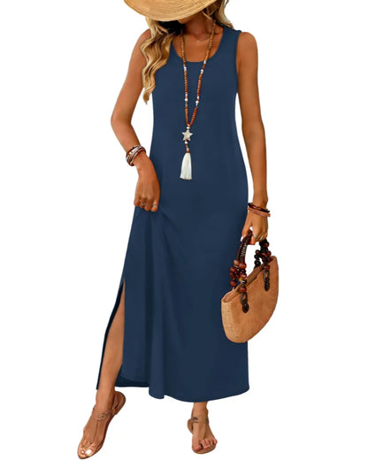 Vestido de Verano Largo Fluido Casual con Abertura Lateral