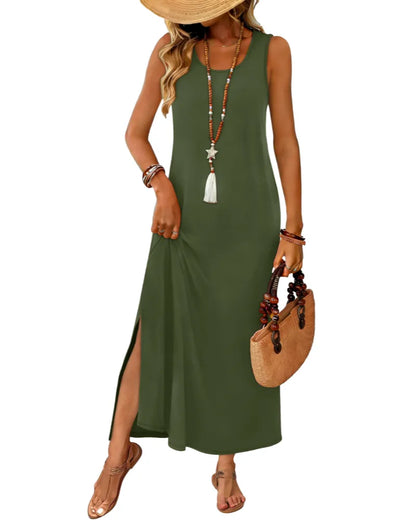 Vestido de Verano Largo Fluido Casual con Abertura Lateral