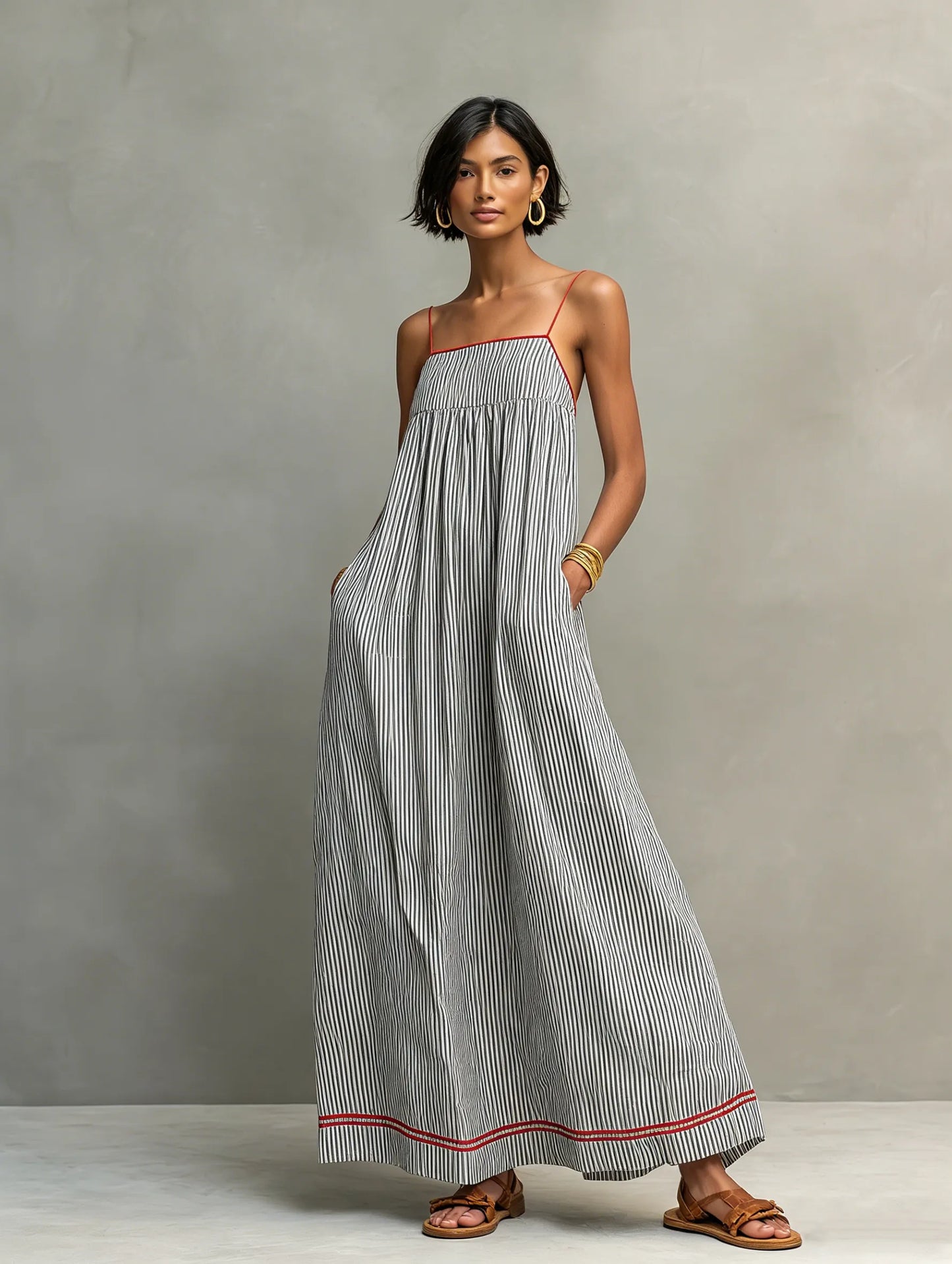 Vestido de Verano Largo Minimalista Elegante con Tirantes