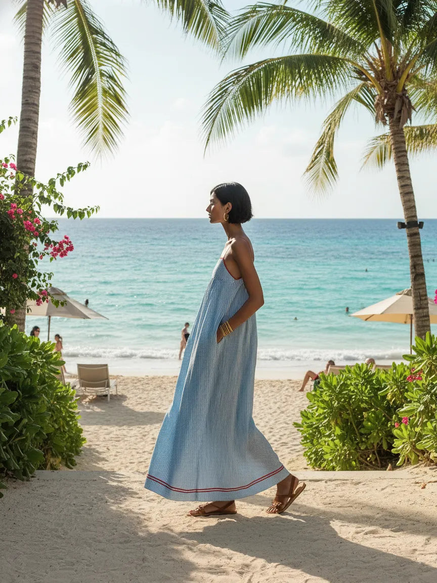 Vestido de Verano Largo Minimalista Elegante con Tirantes