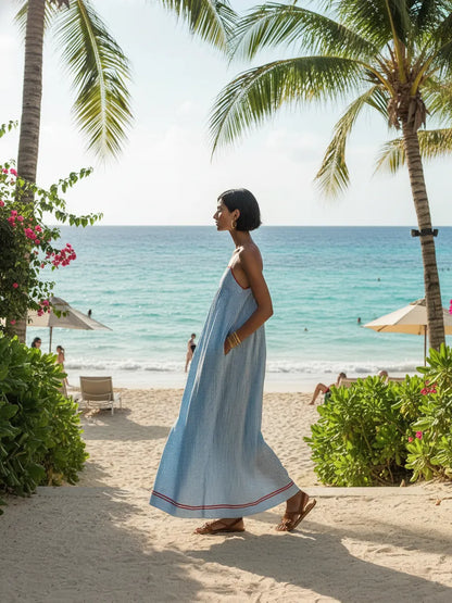 Vestido de Verano Largo Minimalista Elegante con Tirantes