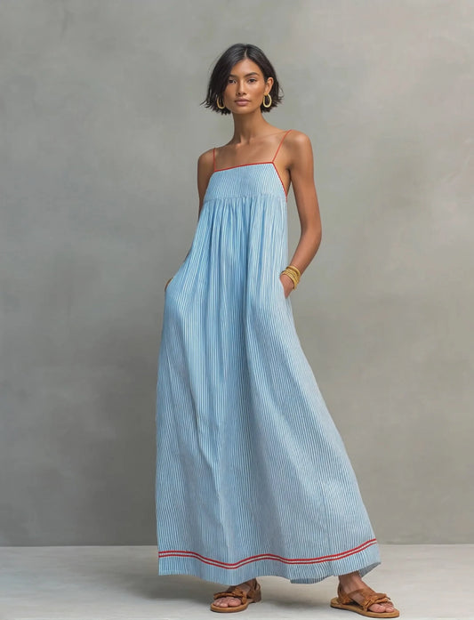 Vestido de Verano Largo Minimalista Elegante con Tirantes