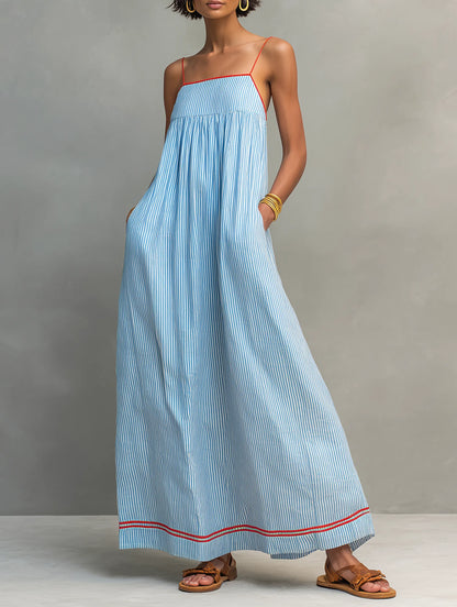 Vestido de Verano Largo Minimalista Elegante con Tirantes