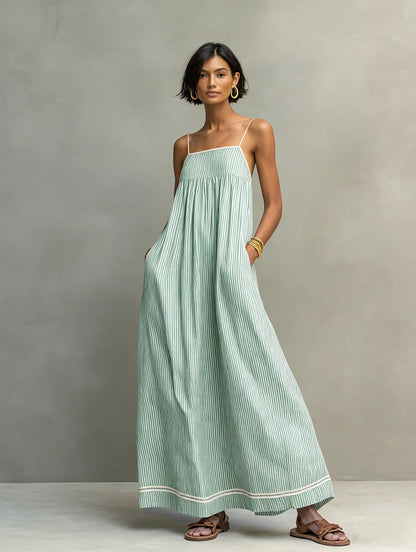 Vestido de Verano Largo Minimalista Elegante con Tirantes