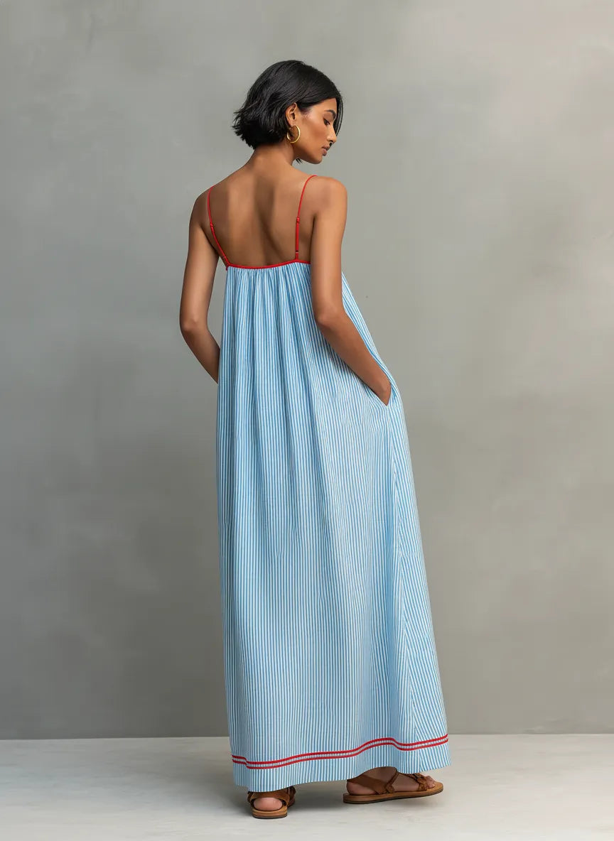 Vestido de Verano Largo Minimalista Elegante con Tirantes