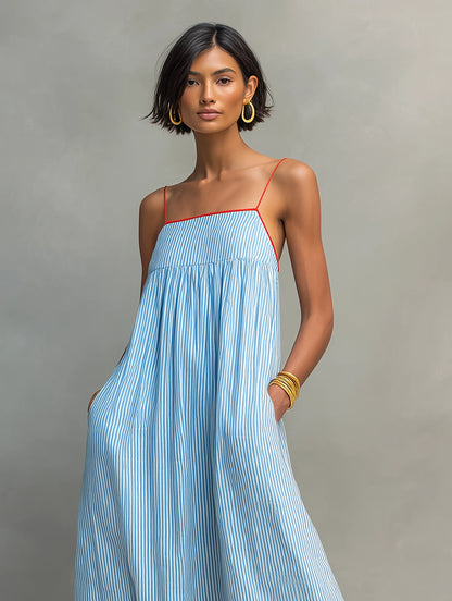 Vestido de Verano Largo Minimalista Elegante con Tirantes