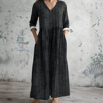 Vestido de Verano Largo Vintage Casual con Manga Larga