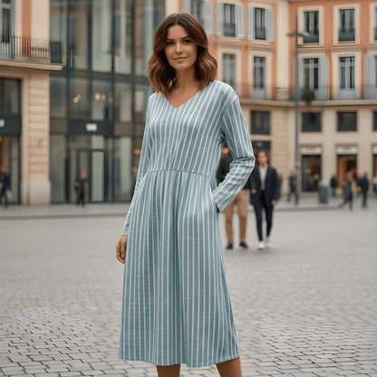 Vestido de Verano Largo Vintage Casual con Manga Larga
