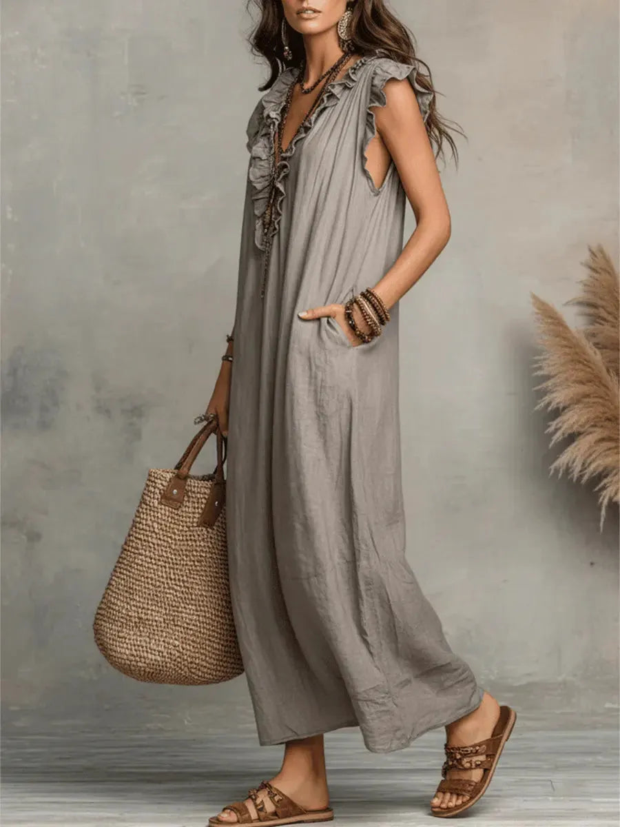 Vestido de Verano Largo Boho Elegante con Volantes