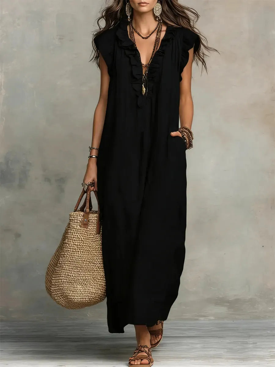 Vestido de Verano Largo Boho Elegante con Volantes
