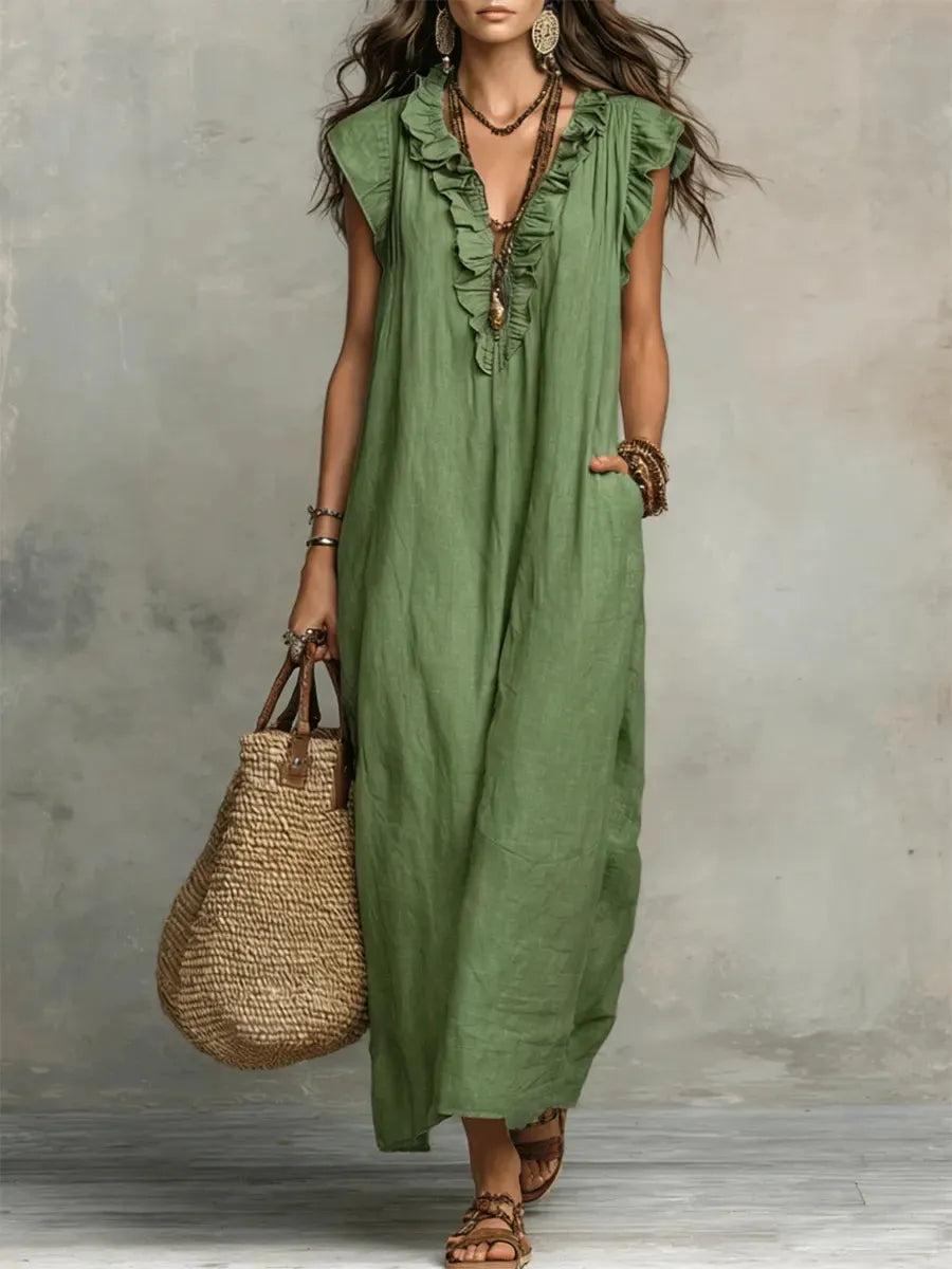 Vestido de Verano Largo Boho Elegante con Volantes