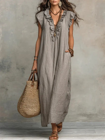 Vestido de Verano Largo Boho Elegante con Volantes