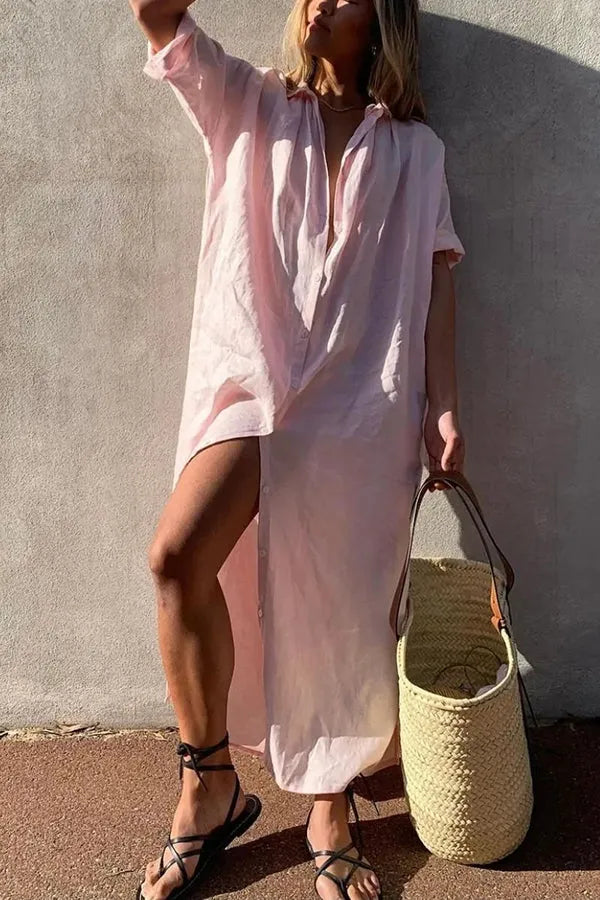 Vestido de Verano Largo Casual Elegante con Manga Corta