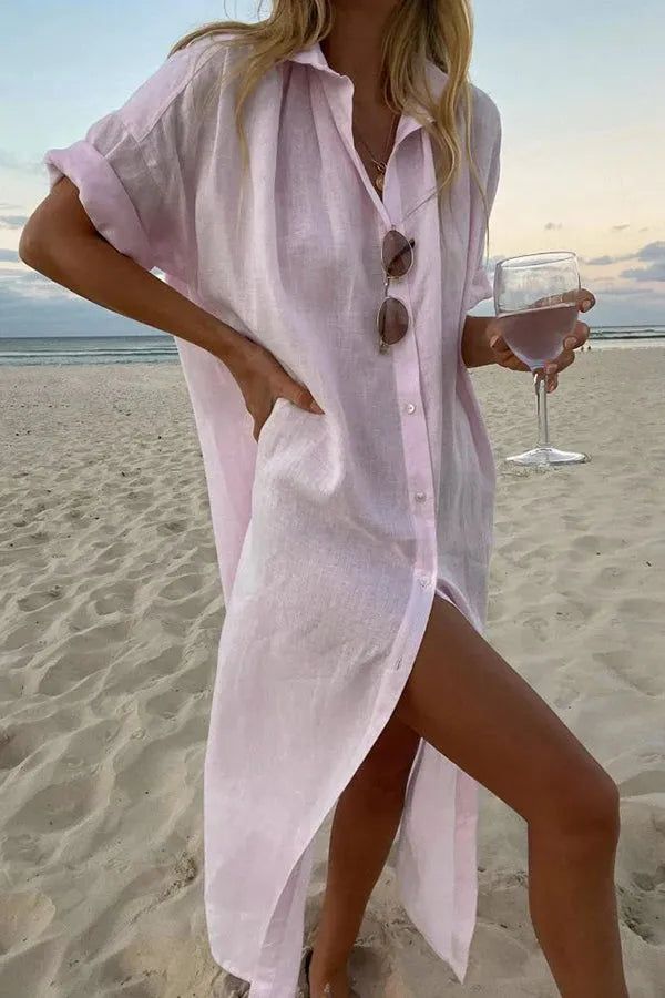 Vestido de Verano Largo Casual Elegante con Manga Corta