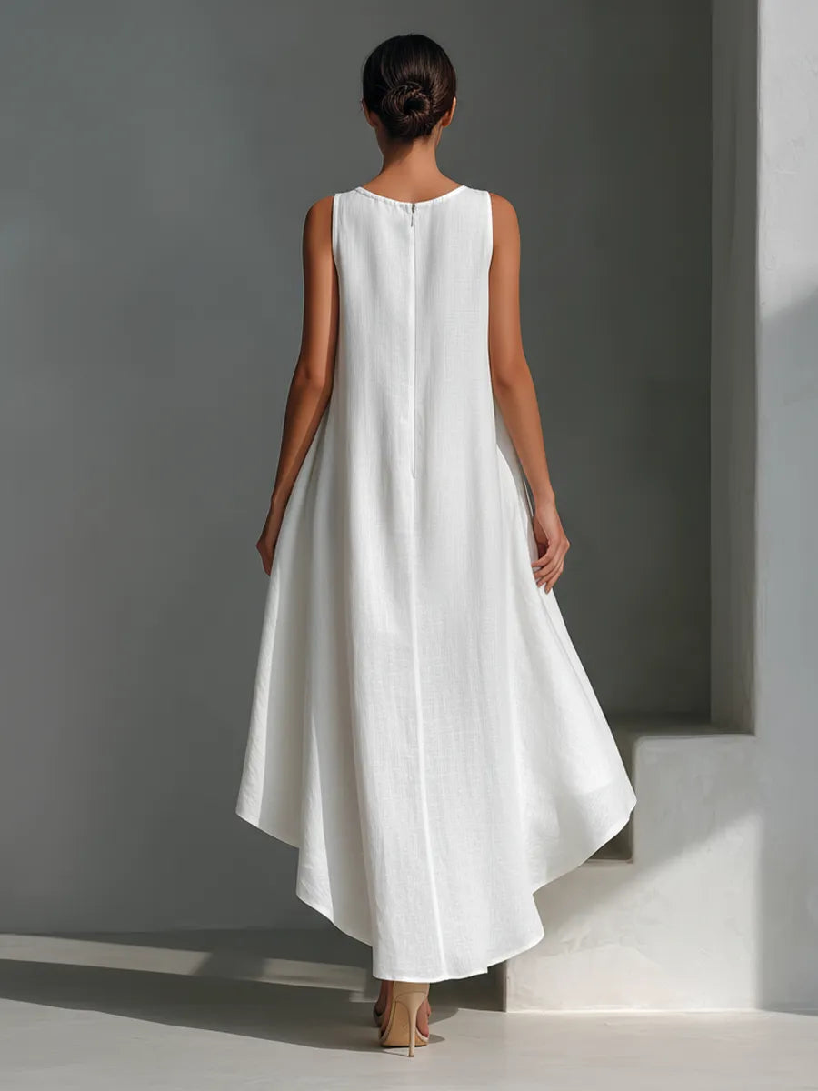 Vestido de Verano Midi Asimétrico Casual  y Sin Mangas