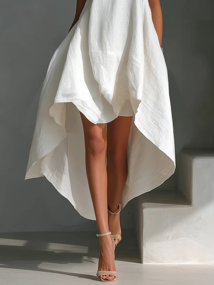 Vestido de Verano Midi Asimétrico Casual  y Sin Mangas