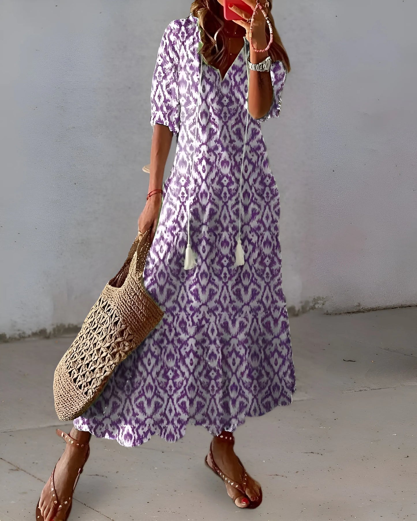 Vestido de Verano Midi Boho Casual con Volantes