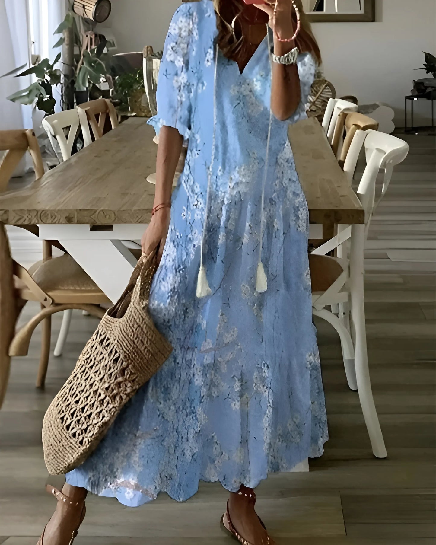 Vestido de Verano Midi Boho Casual con Volantes