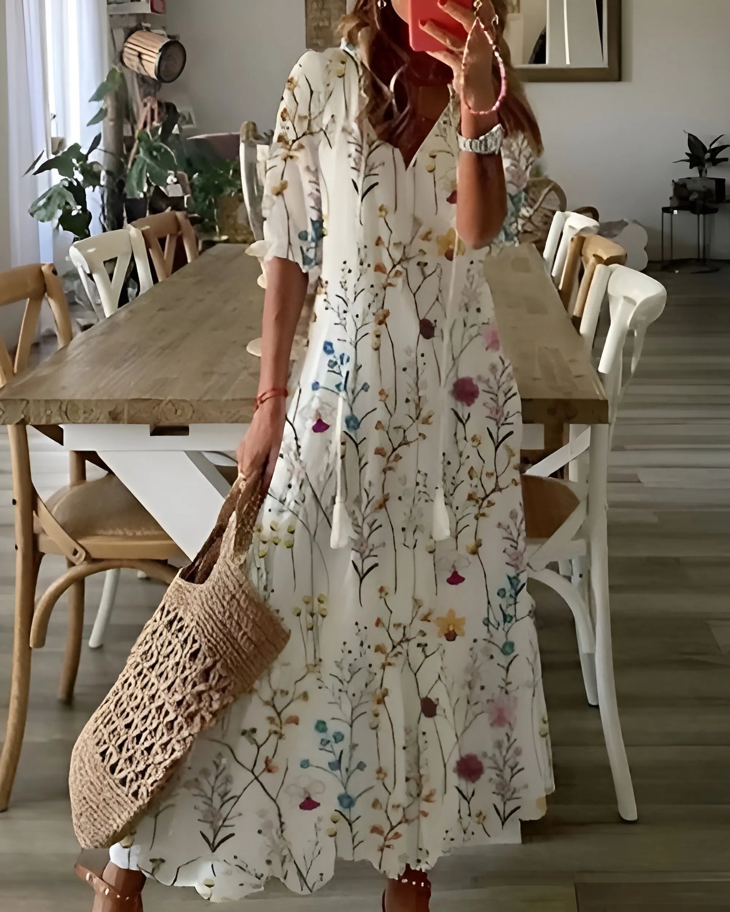 Vestido de Verano Midi Boho Casual con Volantes