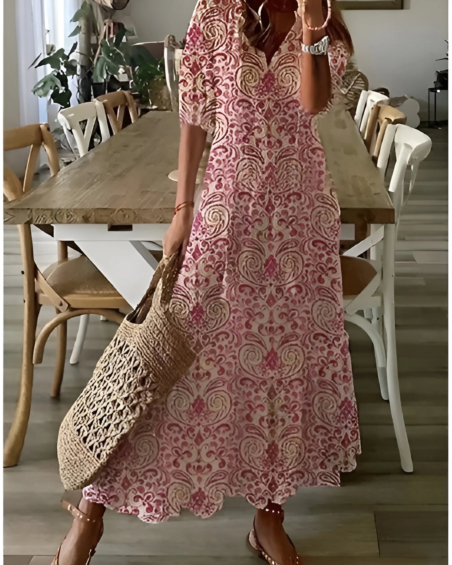 Vestido de Verano Midi Boho Casual con Volantes