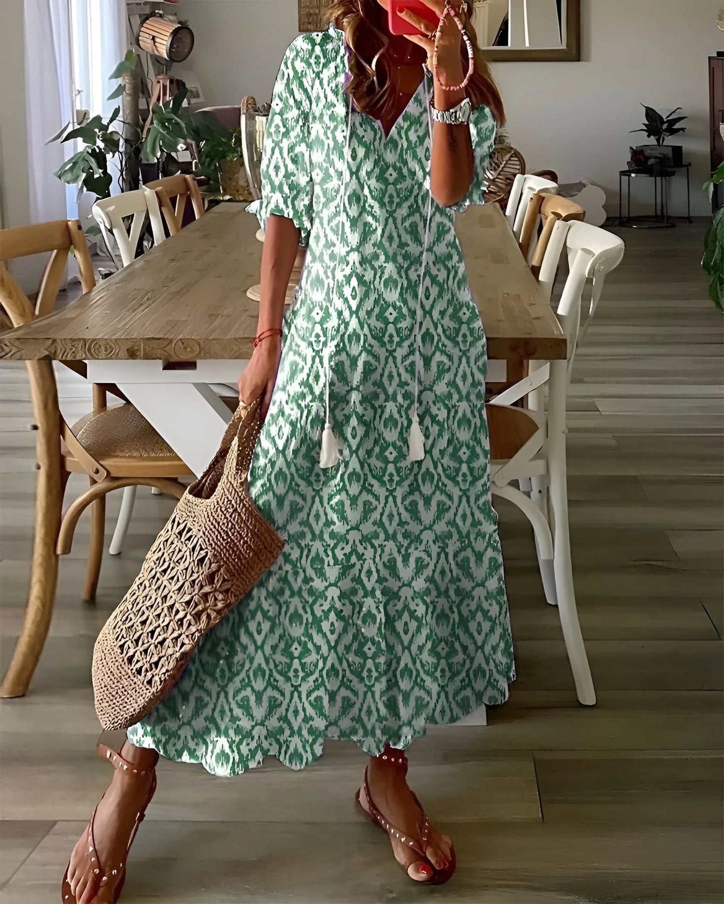 Vestido de Verano Midi Boho Casual con Volantes