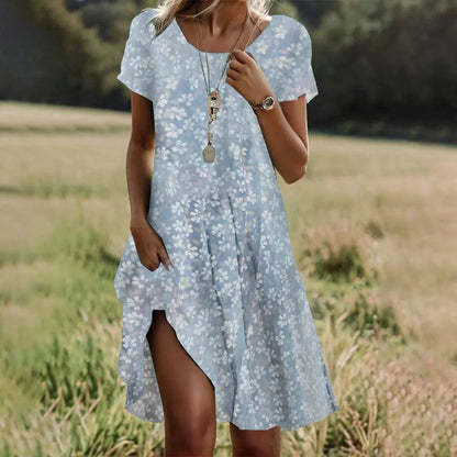 Vestido de Verano Midi Boho Elegante con Manga Corta