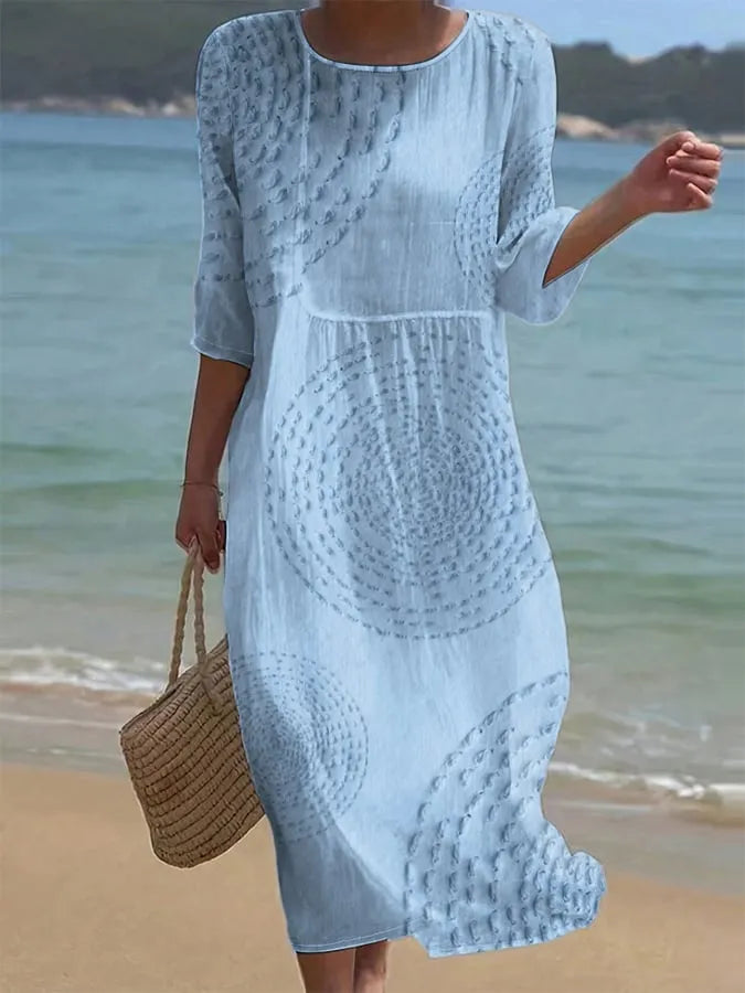 Vestido de Verano Midi Boho Estampado con Manga Larga
