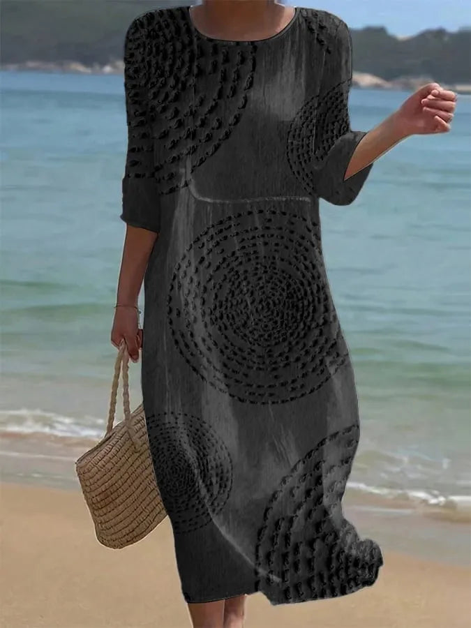 Vestido de Verano Midi Boho Estampado con Manga Larga