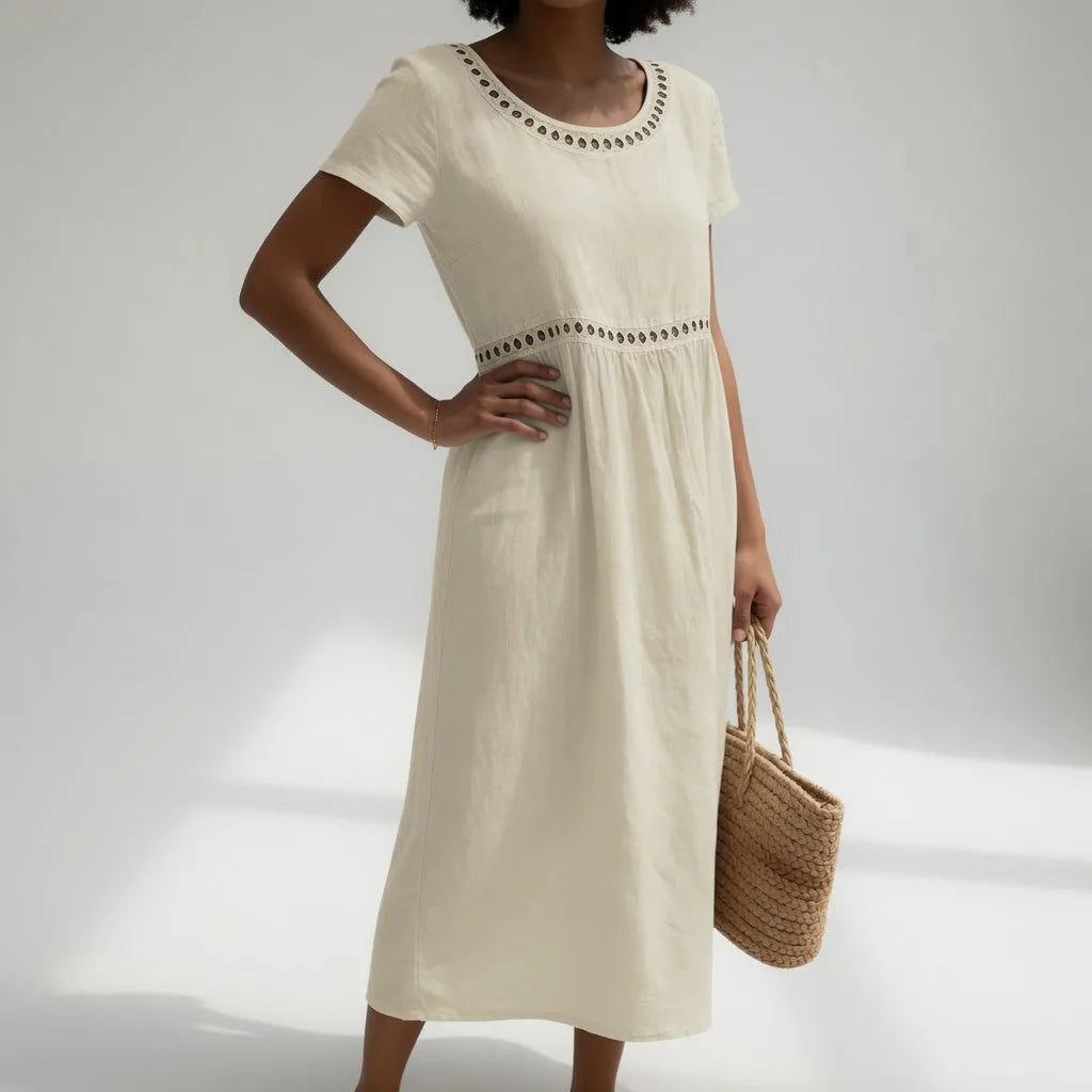 Vestido de Verano Midi Casual Boho con Manga Corta