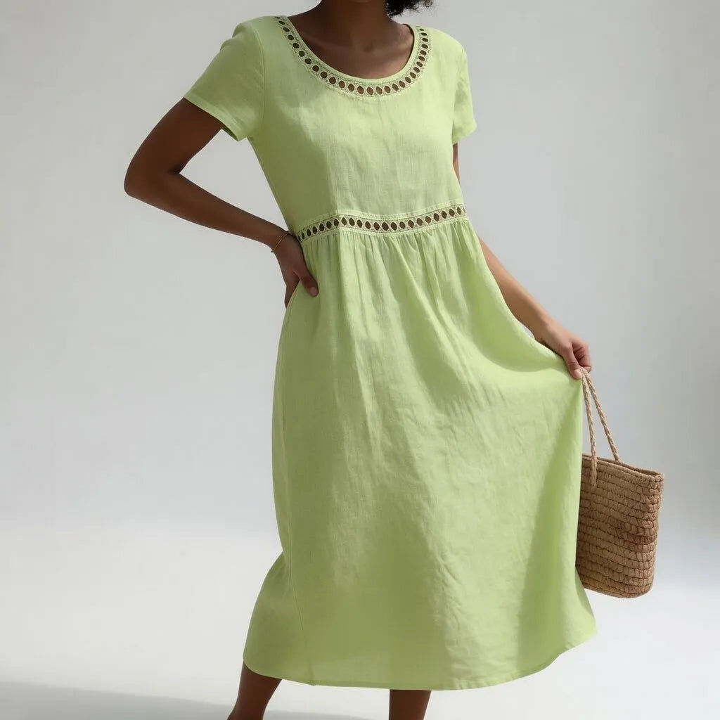Vestido de Verano Midi Casual Boho con Manga Corta