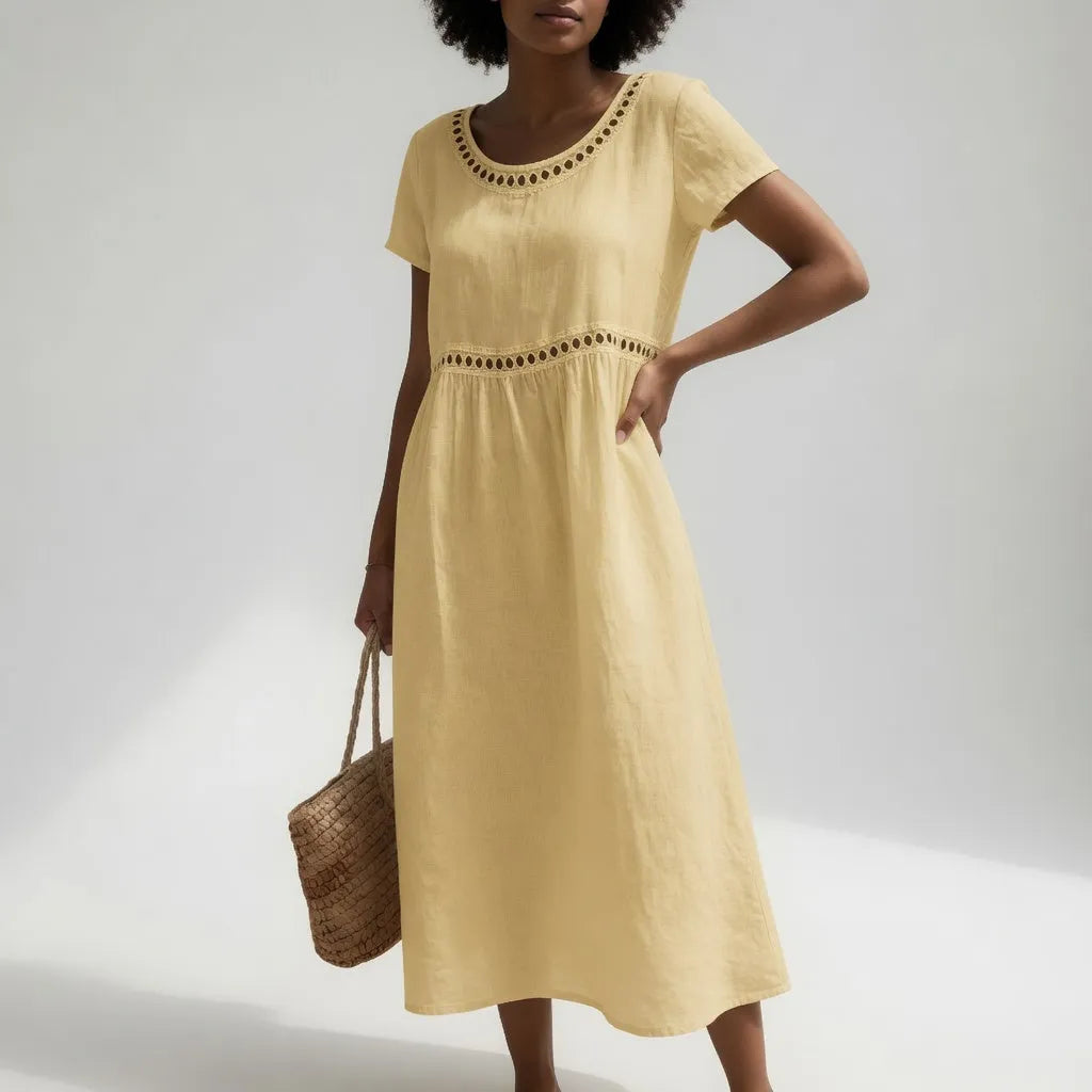 Vestido de Verano Midi Casual Boho con Manga Corta